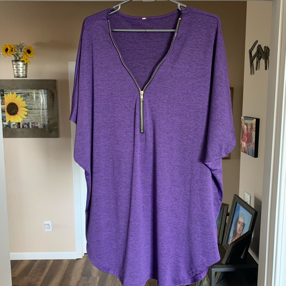 XL purple tunic with half zipper